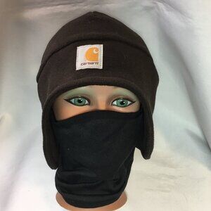 Carhartt Beanie Men's One Size Brown Fleece 2 in 1 Headwear Pull Down Mask A202